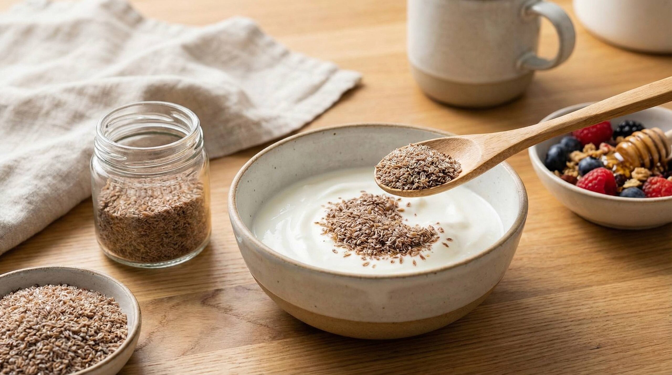 wieviel flohsamenschalen in joghurt